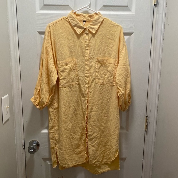 Young Fabulous and Broke sand dollar linen blend button up shirt dress - Picture 2 of 6